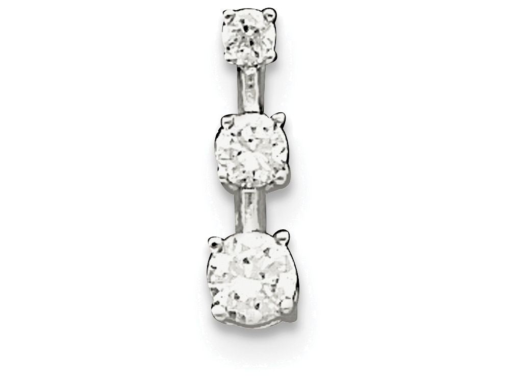 FJC Finejewelers Sterling Silver 3-stone Cubic Zirconia Pendant Necklace - Chain Included