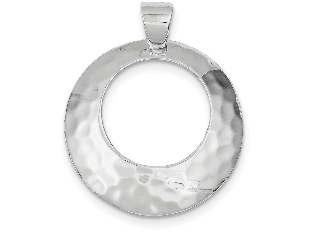 FJC Finejewelers Sterling Silver Hammered Circle Pendant Necklace - Chain Included