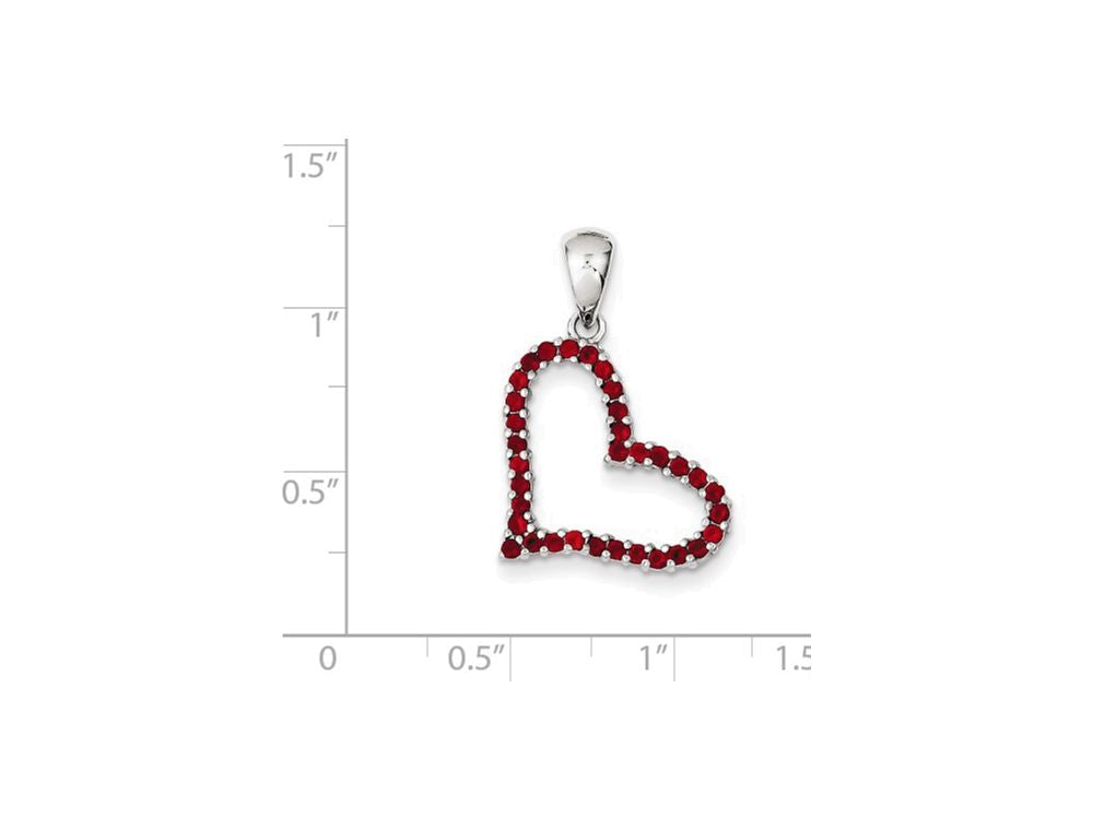 FJC Finejewelers Sterling Silver Red Cubic Zirconia Heart Pendant Necklace - Chain Included