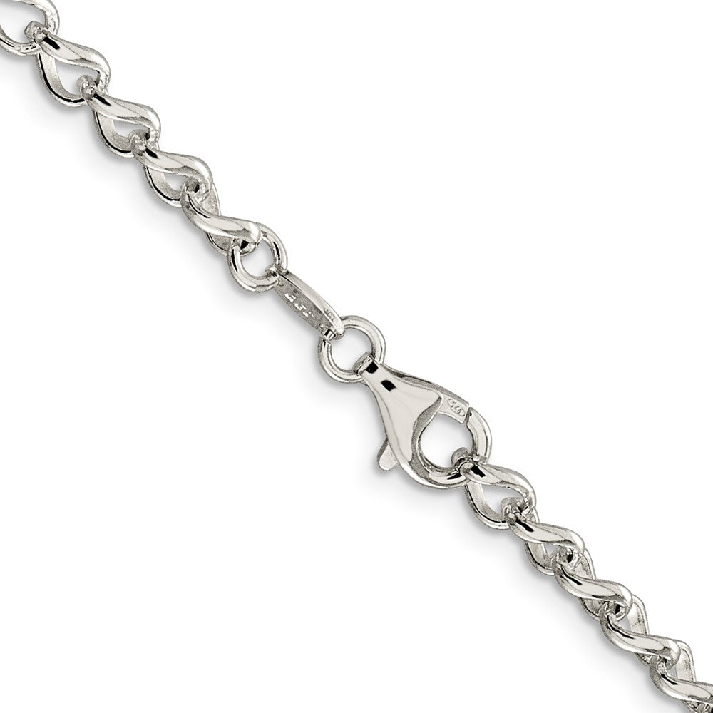 Amore LaVita Sterling Silver Half round Wire Curb Charm Bracelet 8 inches (4.5mm)