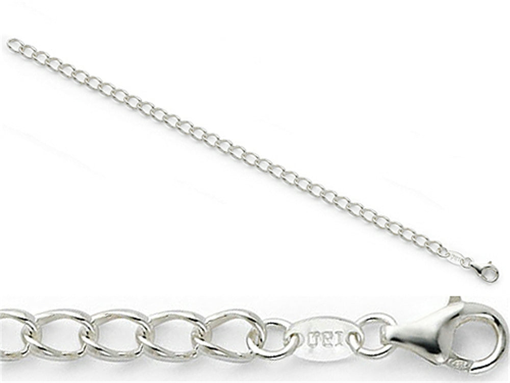 Amore LaVita Sterling Silver Half round Wire Curb Charm Bracelet 8 inches (4.5mm)