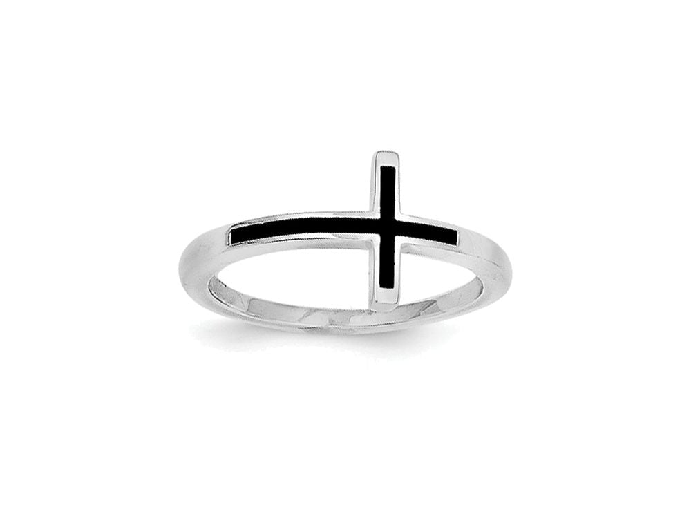 FJC Finejewelers Sterling Silver Antiqued Sideways Cross Ring