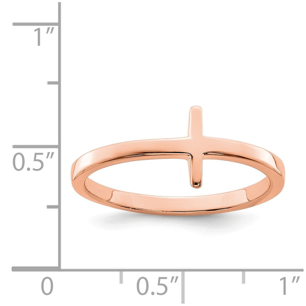 FJC Finejewelers Sterling Silver Rose Plated Sideways Cross Ring