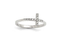 FJC Finejewelers Sterling Silver With CZ Sideways Cross Ring