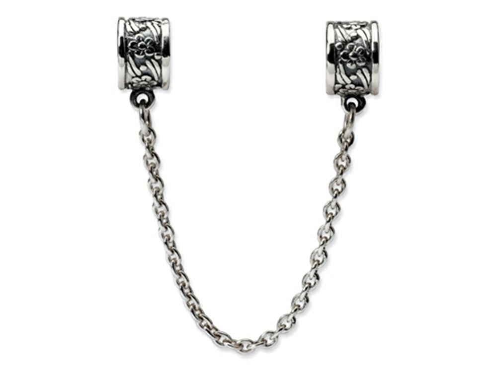 Reflections Sterling Silver Security Chain Floral Bead / Charm