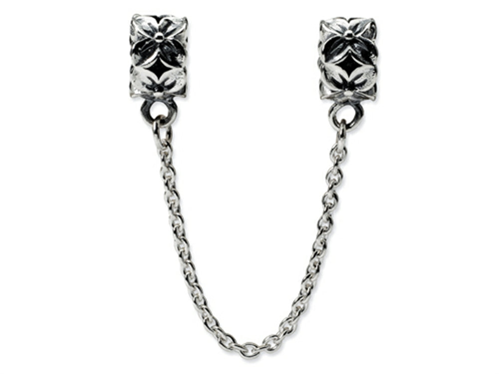 Reflections Sterling Silver Security Chain Floral Bead / Charm