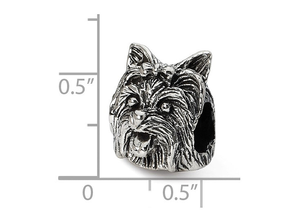 Reflections Sterling Silver Yorkshire Terrier Head Bead / Charm
