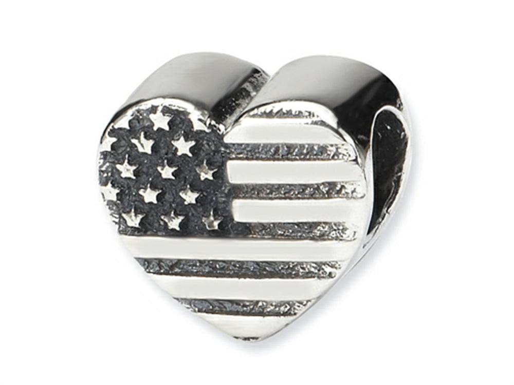Reflections Sterling Silver Heart Flag Bead / Charm