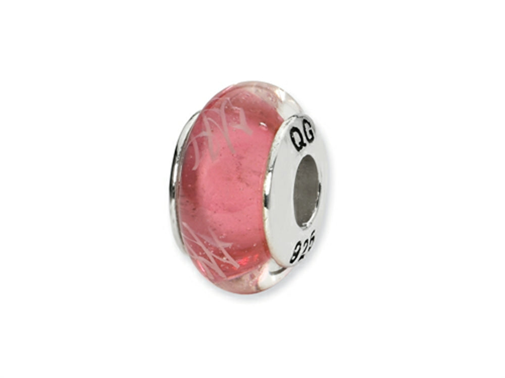 Reflections Sterling Silver Pink/White Scribbles Glass Bead / Charm