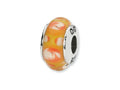 Reflections Sterling Silver Yellow/Orange Hand-blown Glass Bead / Charm