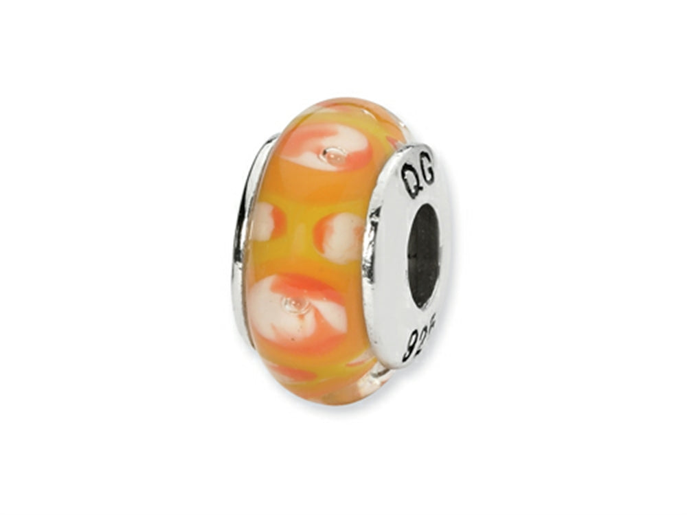 Reflections Sterling Silver Yellow/Orange Hand-blown Glass Bead / Charm