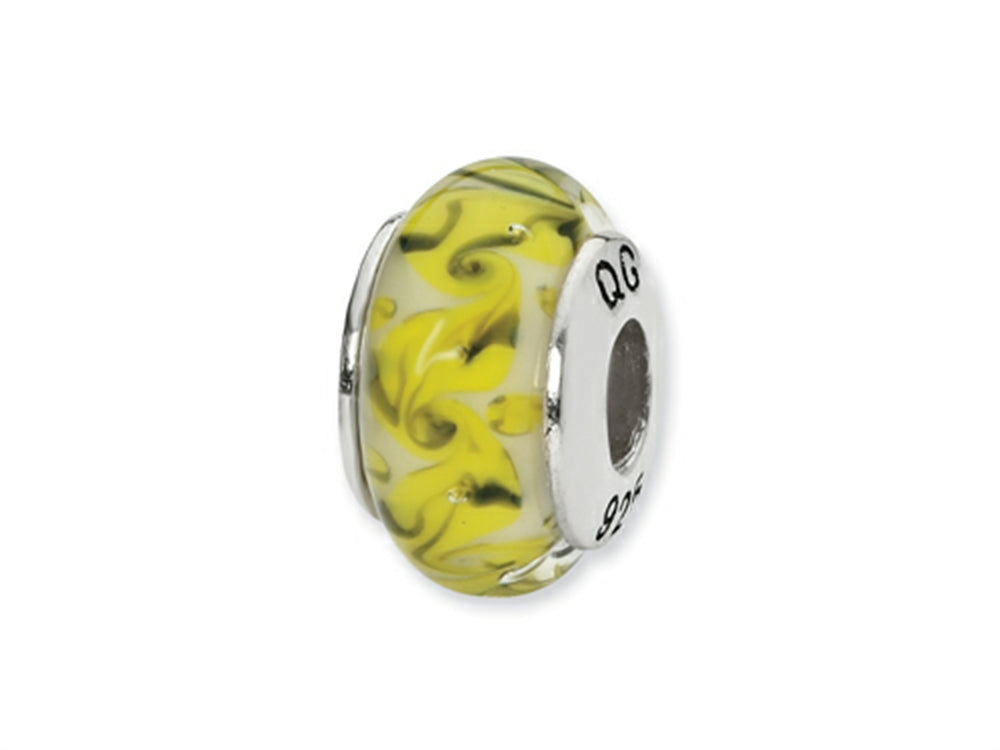 Reflections Sterling Silver Yellow/Green/White Swirl Glass Bead / Charm