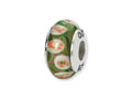 Reflections Sterling Silver Green/Orange Hand-blown Glass Bead / Charm