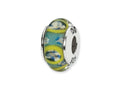 Reflections Sterling Silver Blue/Green Circles Hand-blown Glass Bead / Charm