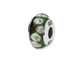 Reflections Sterling Silver Green/Purple Floral Hand-blown Glass Bead / Charm