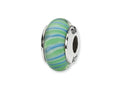 Reflections Sterling Silver Green/Blue Swirl Hand-blown Glass Bead / Charm