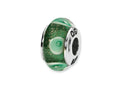 Reflections Sterling Silver Green/White Circles Hand-blown Glass Bead / Charm