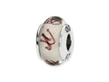 Reflections Sterling Silver White/Plum Scribbles Hand-blown Glass Bead / Charm