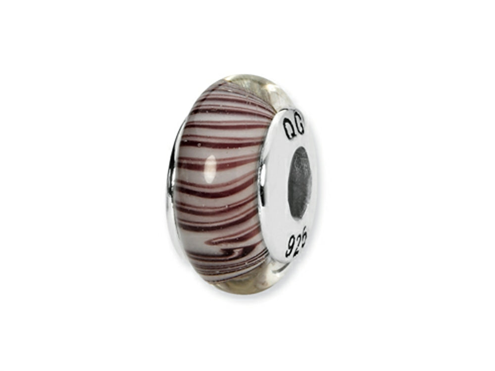 Reflections Sterling Silver White/Mauve Hand-blown Glass Bead / Charm