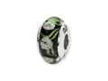 Reflections Sterling Silver Black/White Floral Hand-blown Glass Bead / Charm