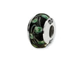 Reflections Sterling Silver Black/Green Pentagon Shaped Hand-blown Bead / Charm