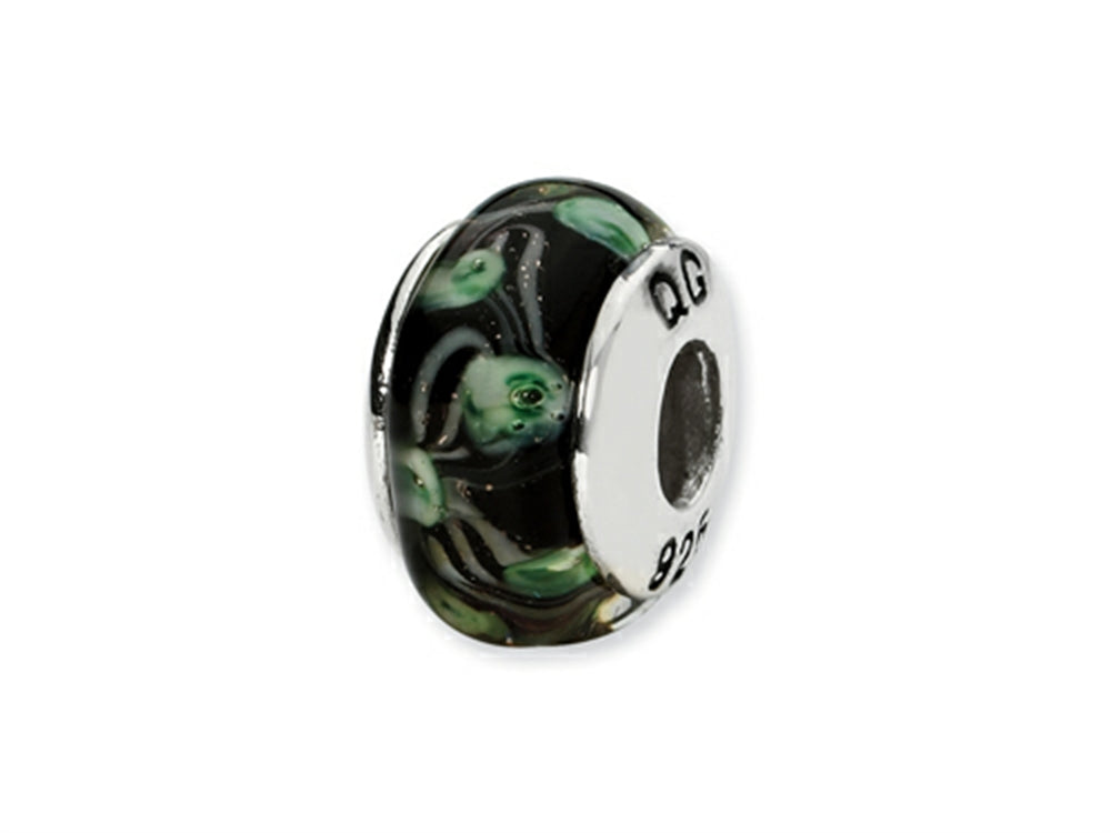 Reflections Sterling Silver Black/Green Pentagon Shaped Hand-blown Bead / Charm