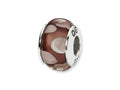 Reflections Sterling Silver Purple/White Square Shaped Hand-blown Bead / Charm
