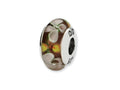 Reflections Sterling Silver White/Orange Floral Hand-blown Glass Bead / Charm