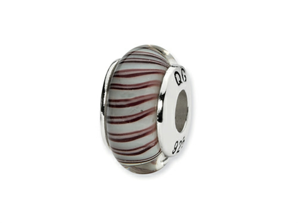 Reflections Sterling Silver Blue/Mauve Hand-blown Glass Bead / Charm