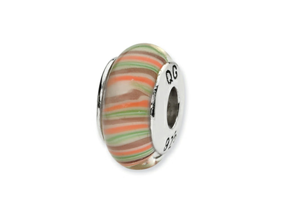 Reflections Sterling Silver Multi-color Hand-blown Glass Bead / Charm