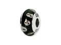 Reflections Sterling Silver Black/Purple Floral Hand-blown Glass Bead / Charm