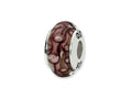 Reflections Sterling Silver White/Purple Hand-blown Glass Bead / Charm