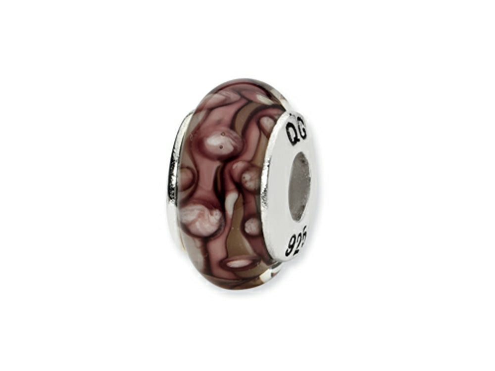Reflections Sterling Silver White/Purple Hand-blown Glass Bead / Charm