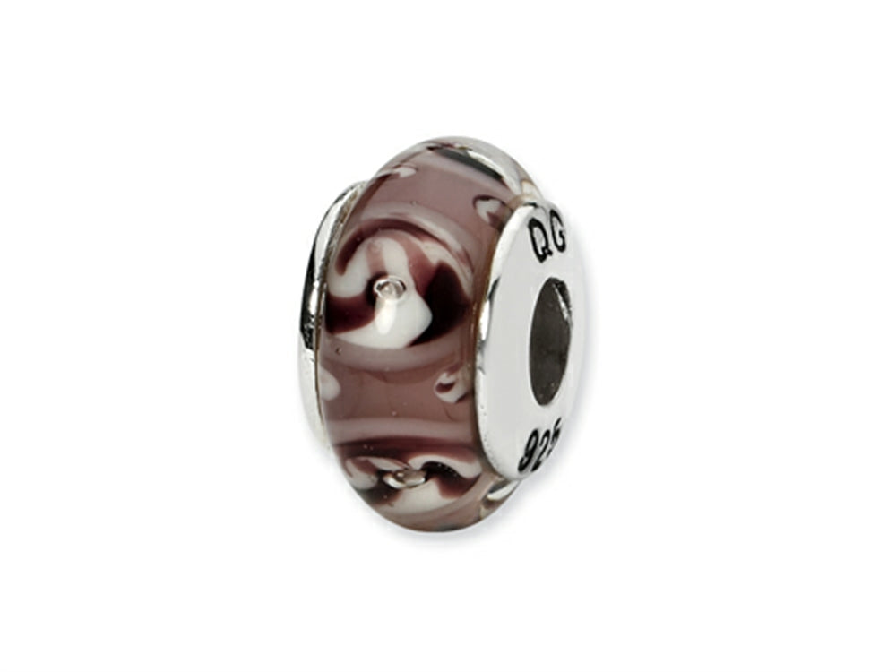 Reflections Sterling Silver Mauve Floral Hand-blown Glass Bead / Charm