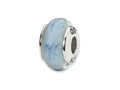 Reflections Sterling Silver White/Blue Scribble Hand-blown Glass Bead / Charm