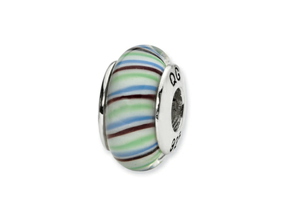 Reflections Sterling Silver Multi-color Hand-blown Glass Bead / Charm