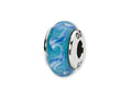 Reflections Sterling Silver Blue/White Swirl Hand-blown Glass Bead / Charm