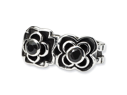 Reflections Sterling Silver Black CZ Connector Bead / Charm