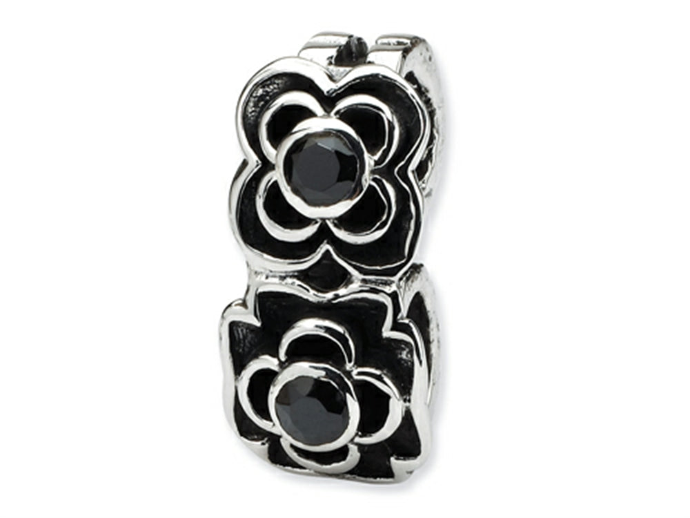 Reflections Sterling Silver Black CZ Connector Bead / Charm
