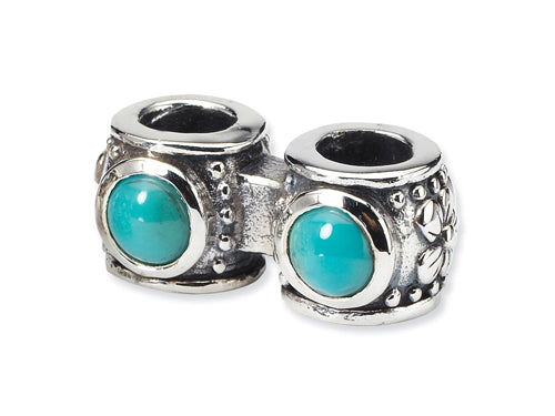 Reflections Sterling Silver Light Blue Color CZ Connector Bead / Charm