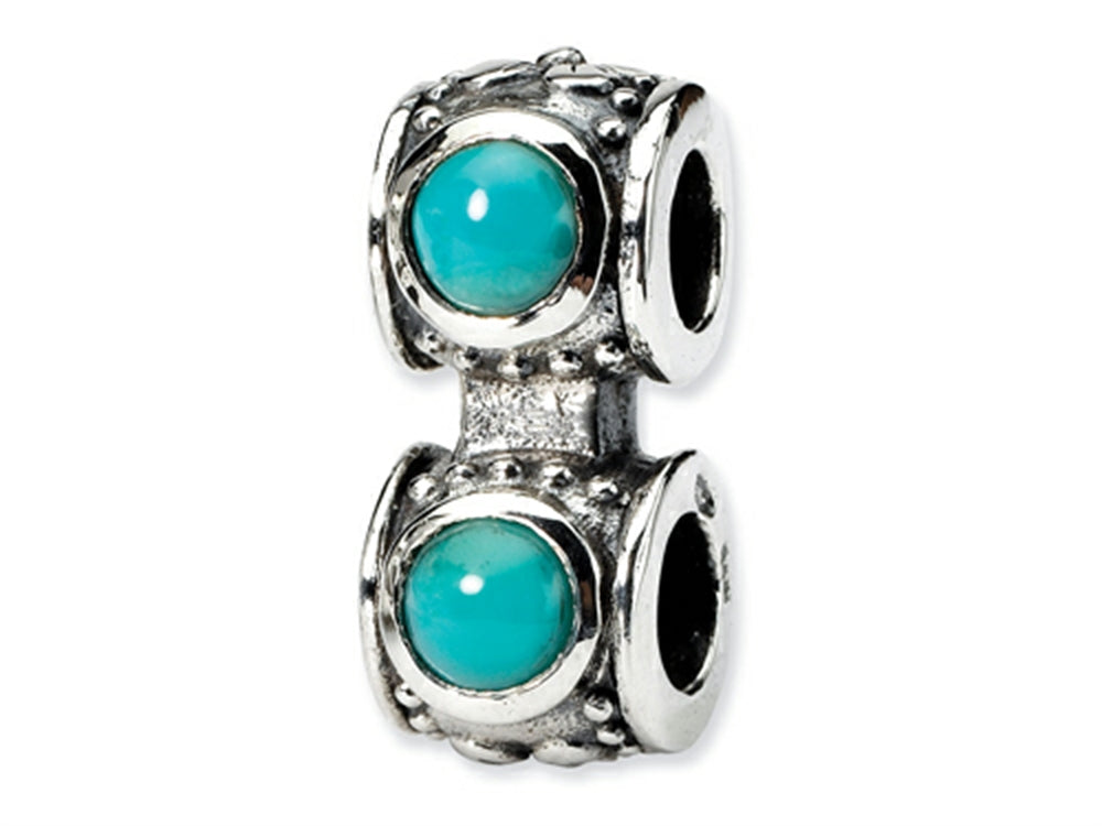 Reflections Sterling Silver Light Blue Color CZ Connector Bead / Charm