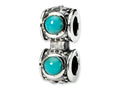 Reflections Sterling Silver Light Blue Color CZ Connector Bead / Charm