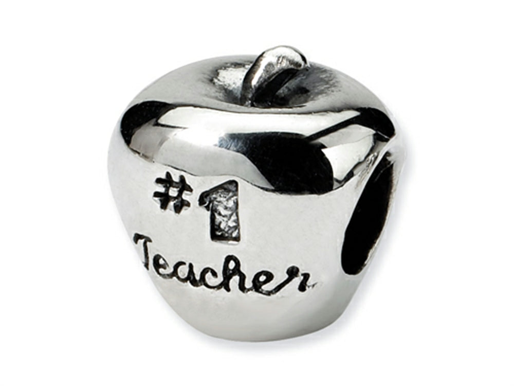 Reflections Sterling Silver #1 Teacher on Apple Bead / Charm