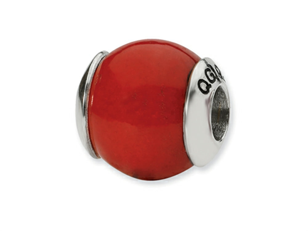 Reflections Sterling Silver Red Quartz Stone Bead / Charm