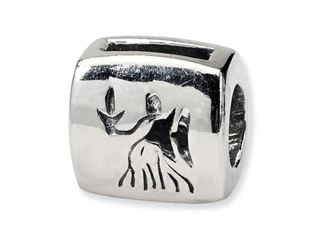 Reflections Sterling Silver Virgo Zodiac Antiqued Bead / Charm