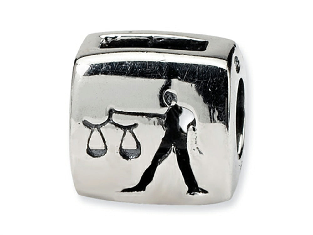 Reflections Sterling Silver Libra Zodiac Antiqued Bead / Charm