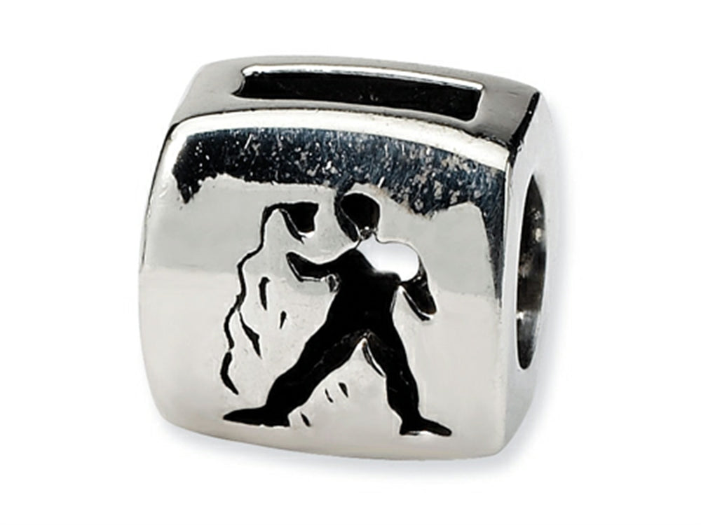 Reflections Sterling Silver Aquarius Zodiac Antiqued Bead / Charm