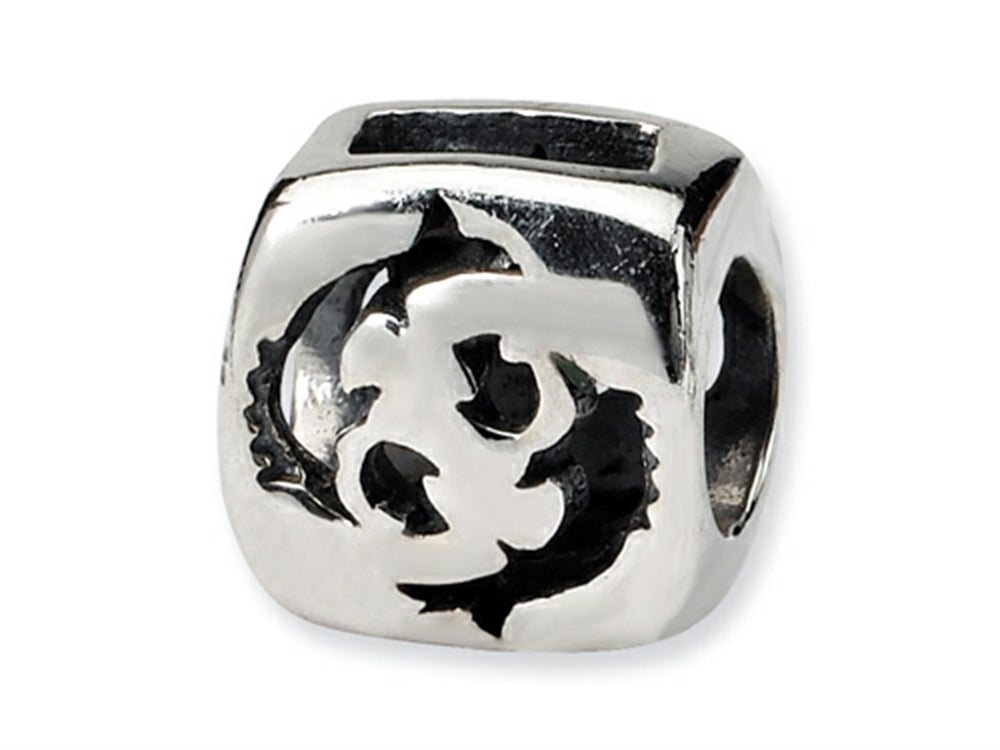 Reflections Sterling Silver Pisces Zodiac Antiqued Bead / Charm
