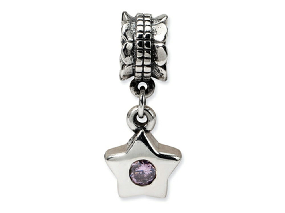 Reflections Sterling Silver Pink CZ Star Dangle Bead / Charm
