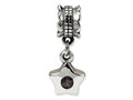 Reflections Sterling Silver Smokey CZ Star Dangle Bead / Charm